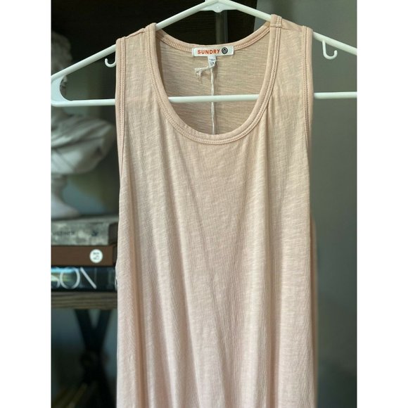 NEW Sundry Pink Nude Ruched Racerback Tank Dress S - Picture 6 of 10